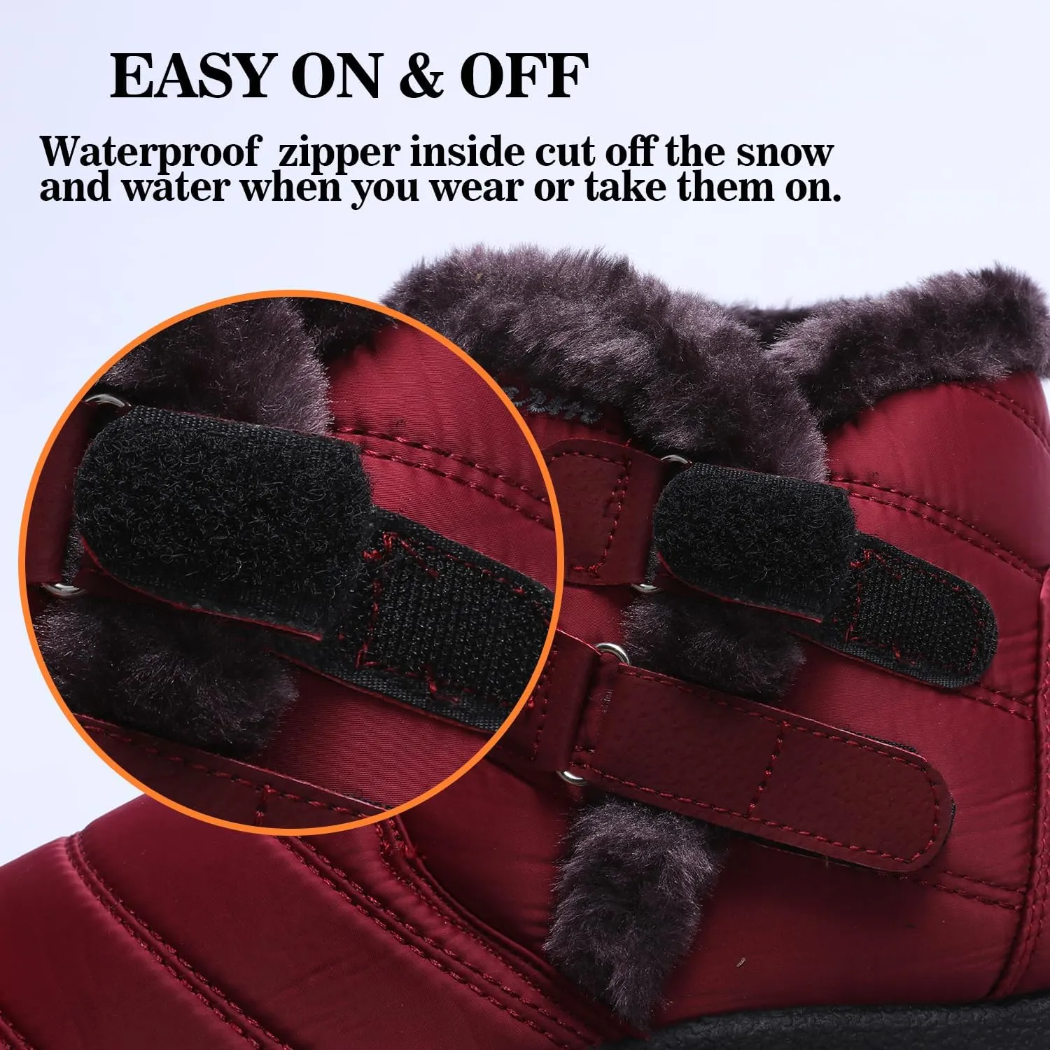 Womens Ankle Boots Warm Fur Lining Waterproof Outdoor Slip-on Winter Snow Booties