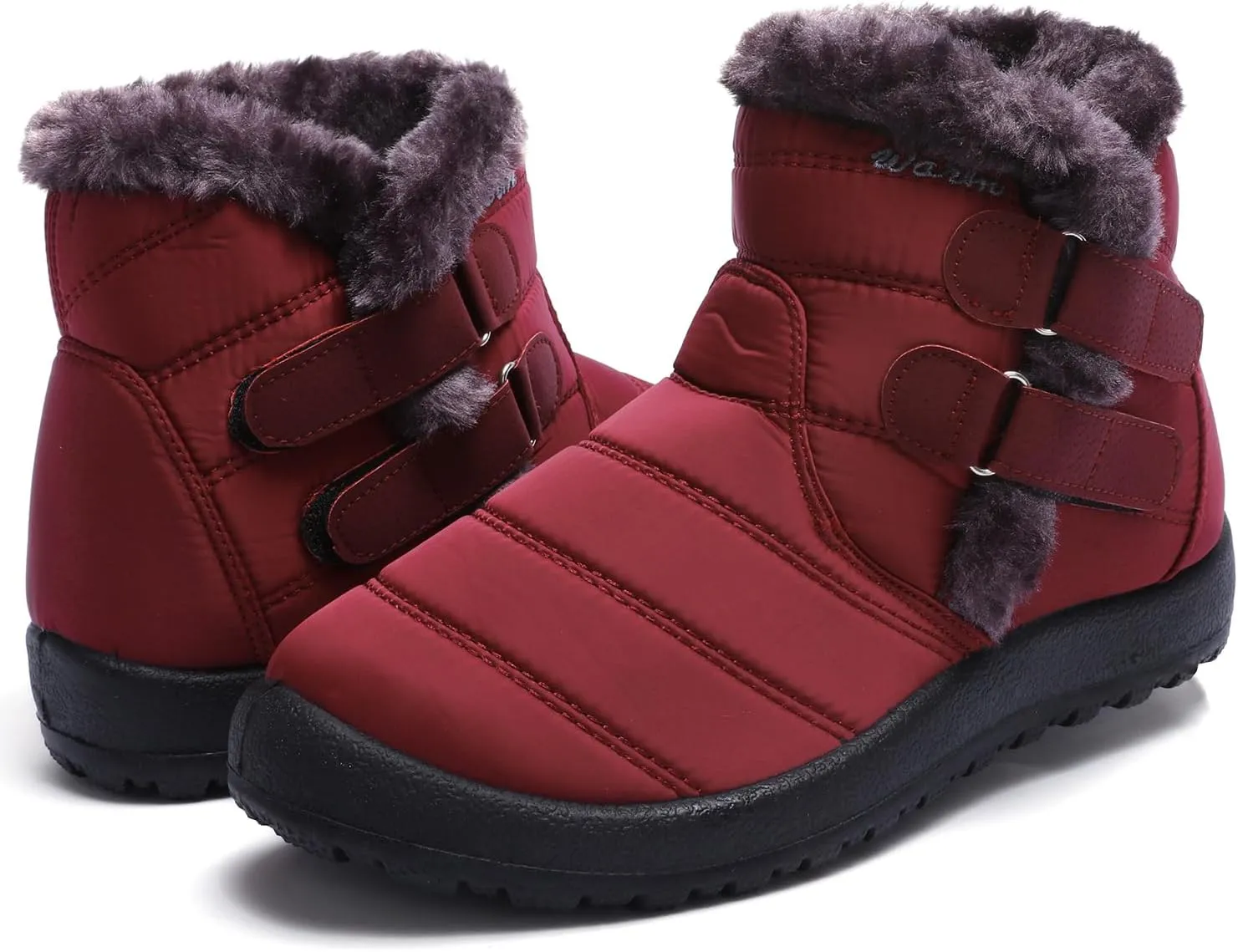 Womens Ankle Boots Warm Fur Lining Waterproof Outdoor Slip-on Winter Snow Booties