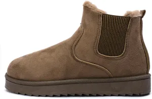 Womens Ankle Boots Warm Fur Lining Waterproof Outdoor Slip-on Winter Snow Booties