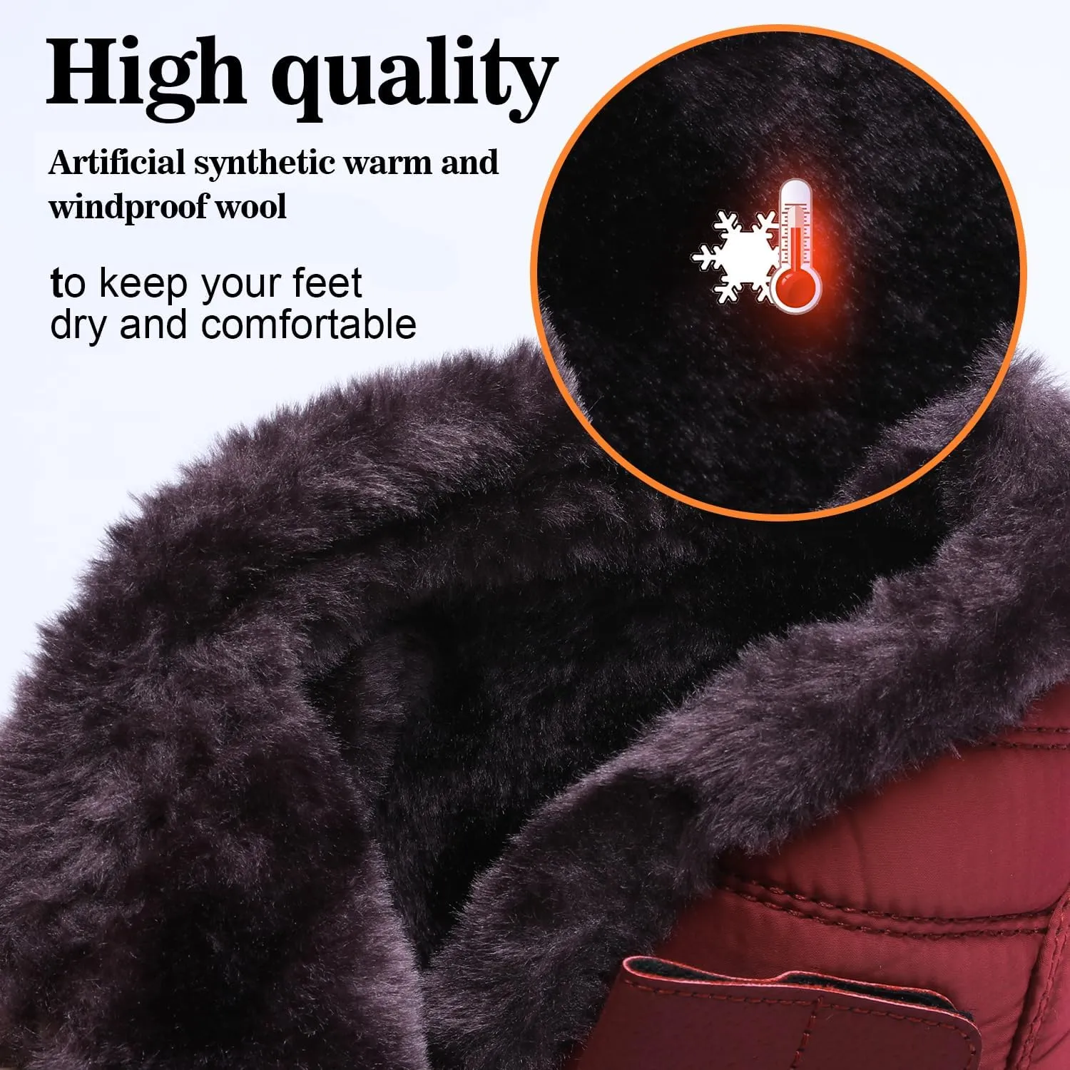 Womens Ankle Boots Warm Fur Lining Waterproof Outdoor Slip-on Winter Snow Booties