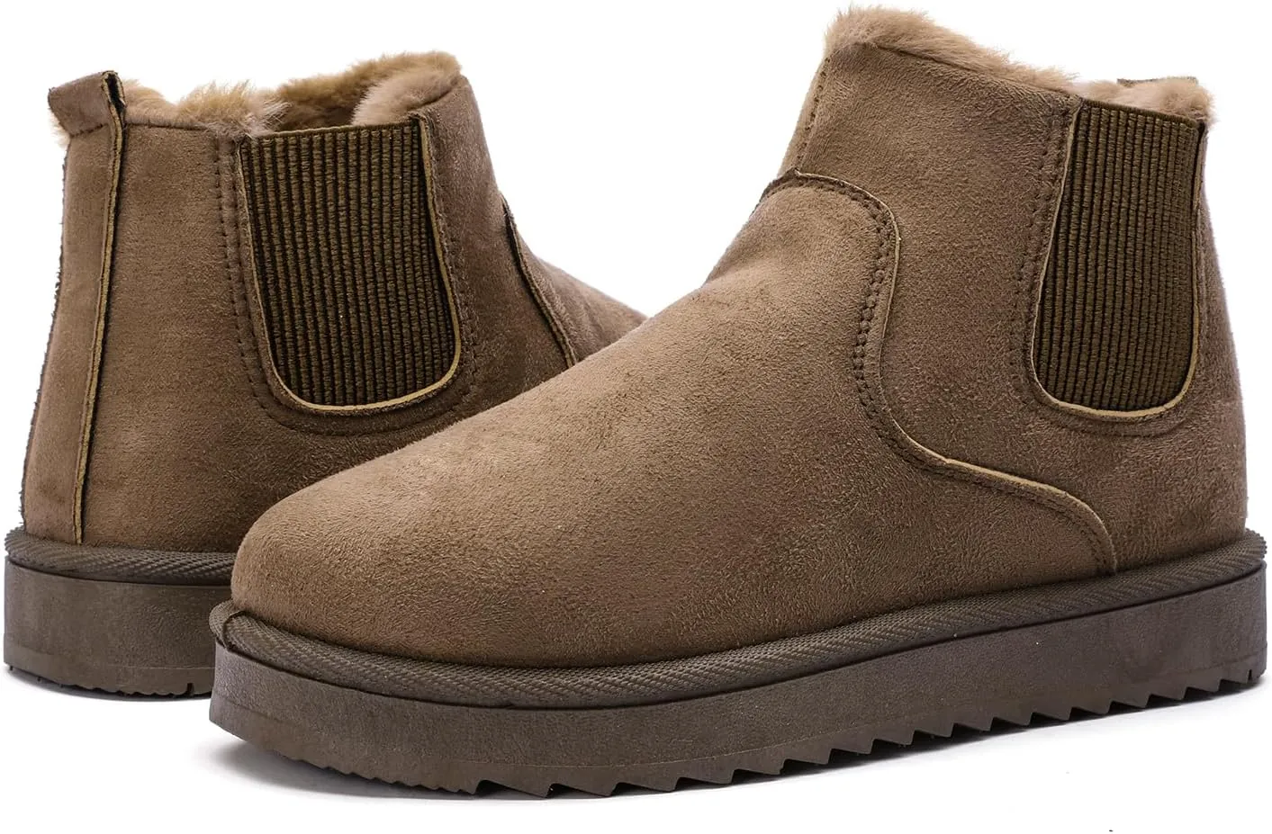 Womens Ankle Boots Warm Fur Lining Waterproof Outdoor Slip-on Winter Snow Booties