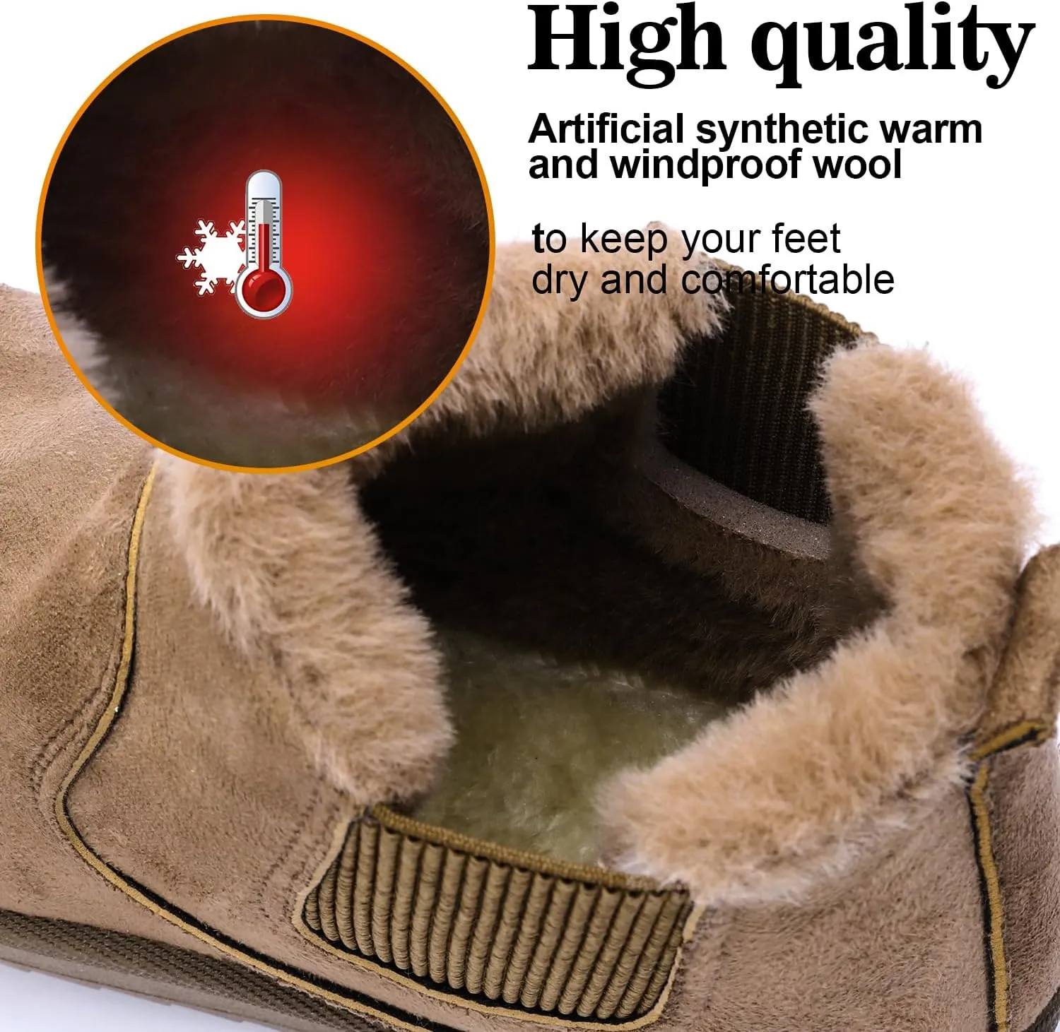 Womens Ankle Boots Warm Fur Lining Waterproof Outdoor Slip-on Winter Snow Booties
