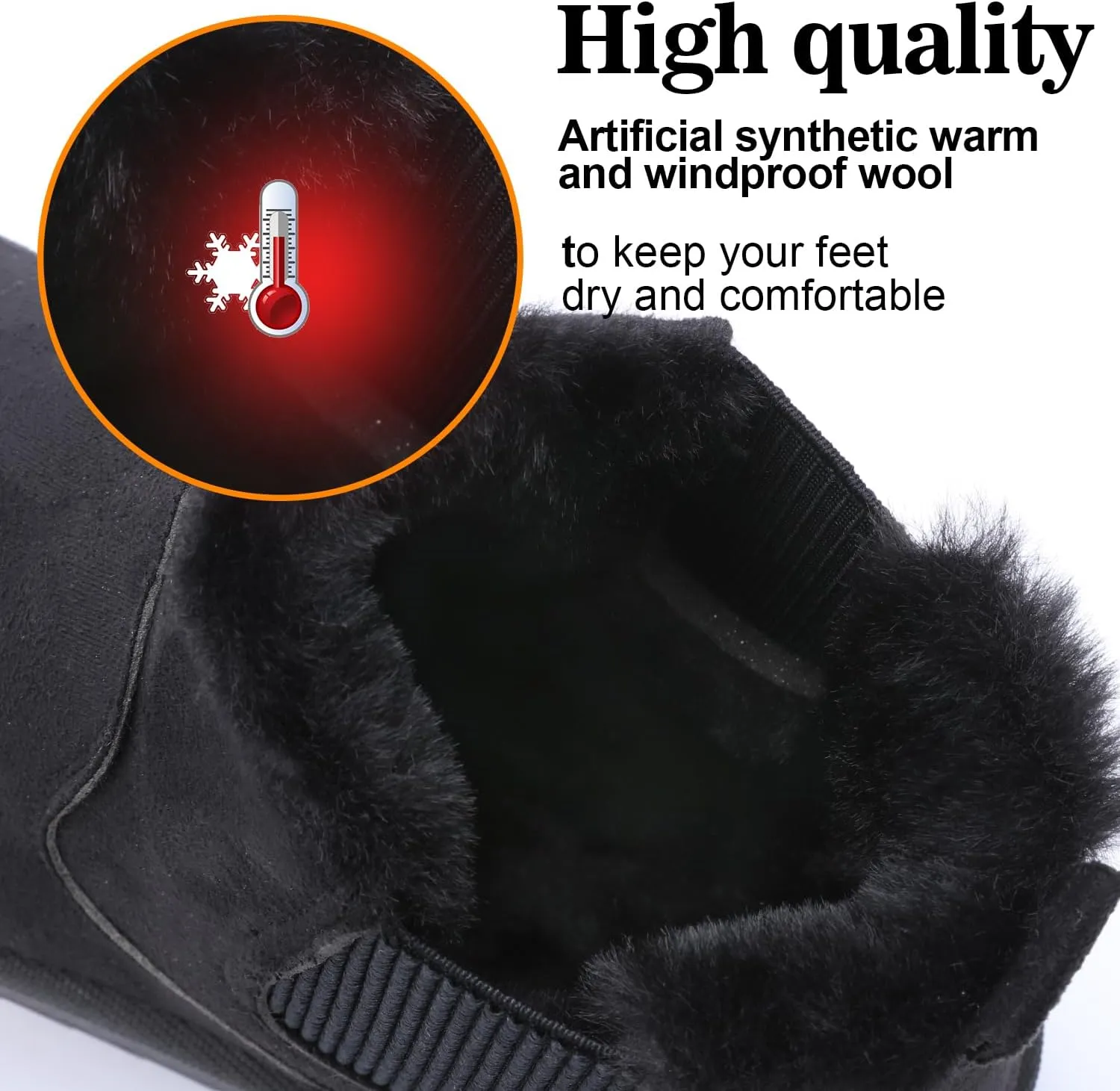 Womens Ankle Boots Warm Fur Lining Waterproof Outdoor Slip-on Winter Snow Booties
