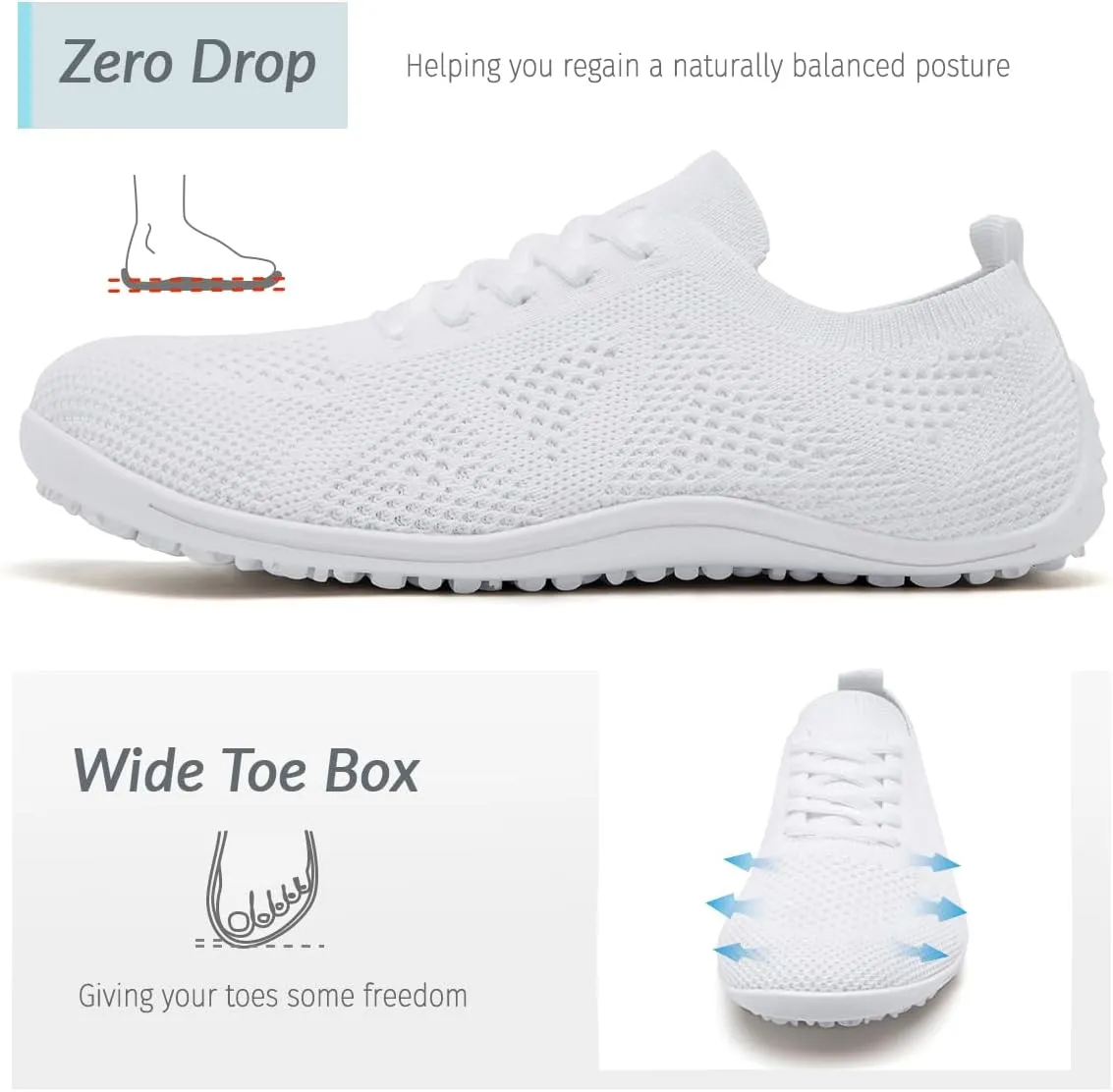 Women's Barefoot Shoes Slip on Zero Drop Workout Shoes Minimalist Comfortable Walking Shoes Lightweight Breathable Soft Beach Outdoor Running Sneakers