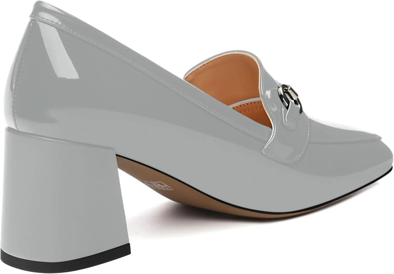 Women's Block Heel Bit Loafer, Square Closed Heel Pumps,Elegant and Comfortable Penny Loafers,Commuter Dress Shoes