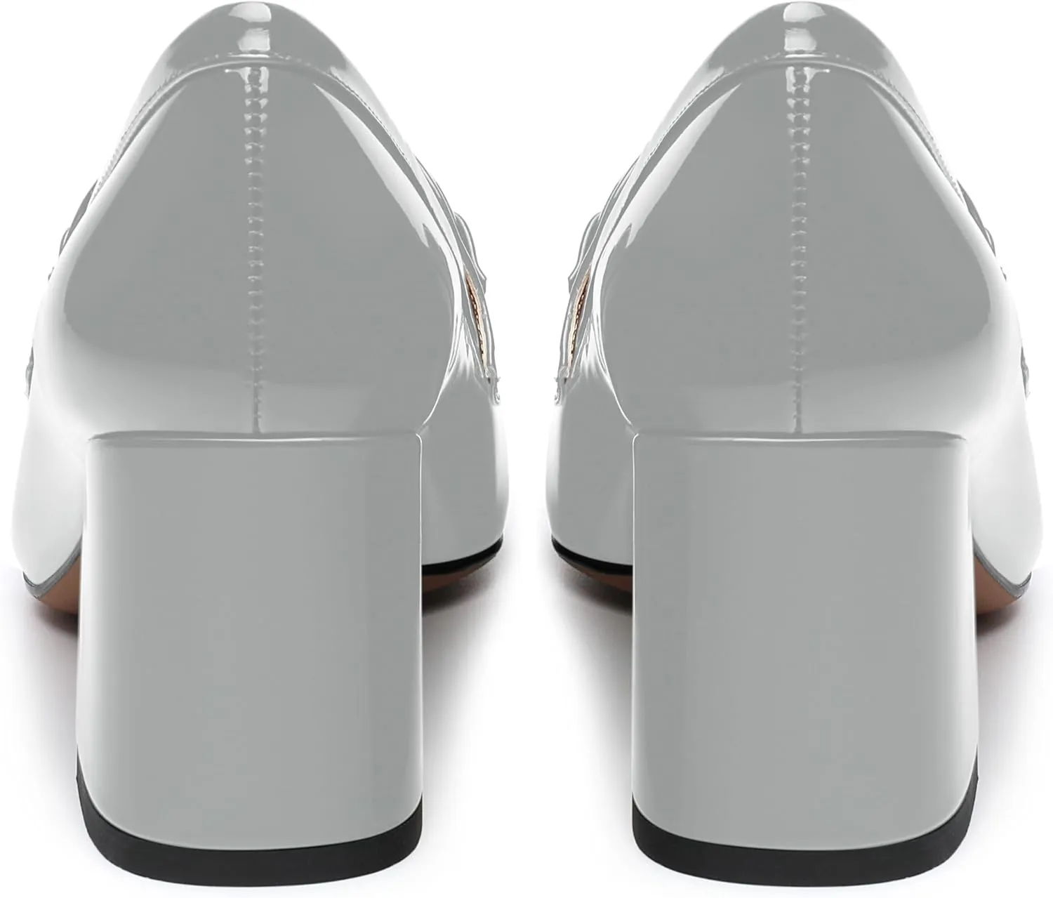 Women's Block Heel Bit Loafer, Square Closed Heel Pumps,Elegant and Comfortable Penny Loafers,Commuter Dress Shoes