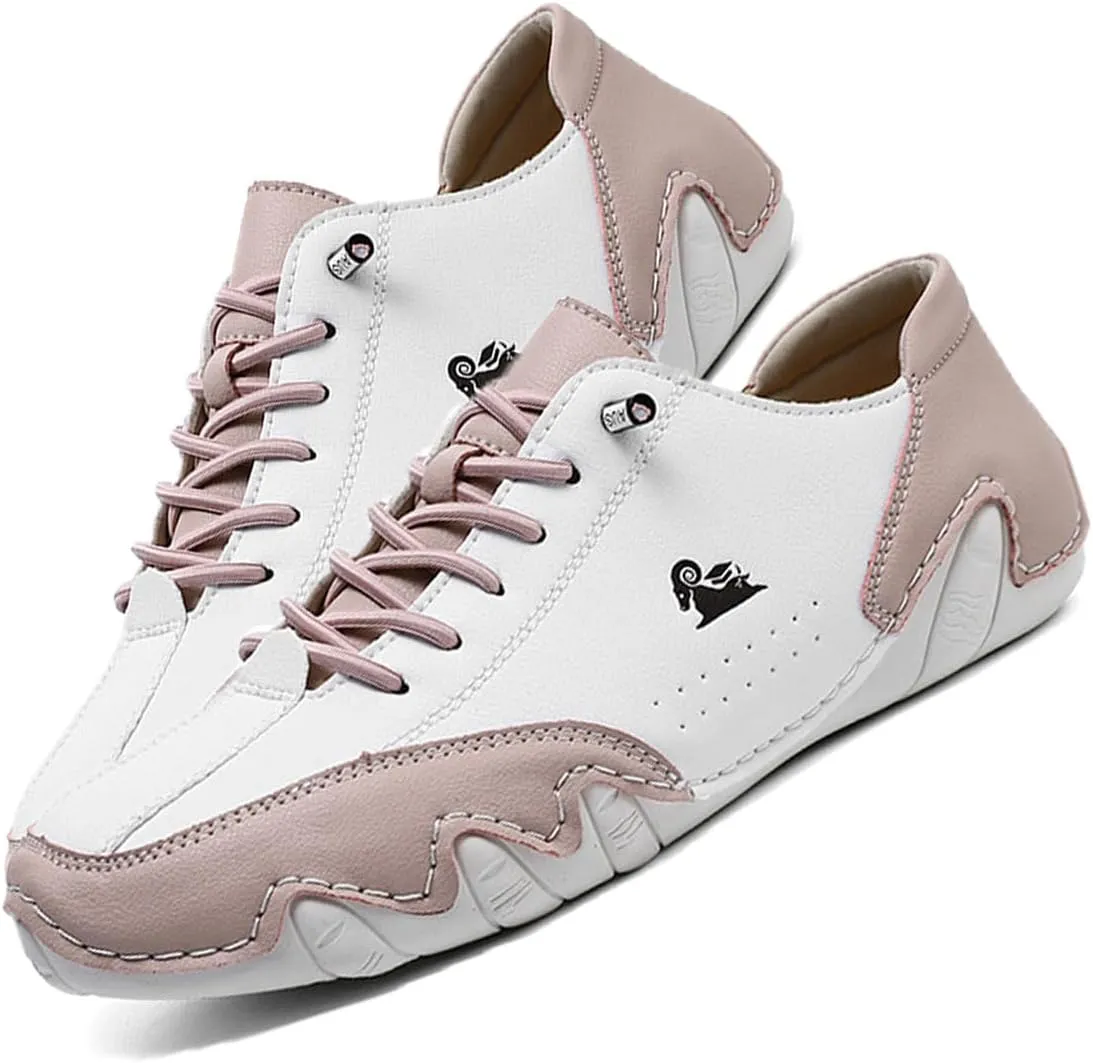Women's Classic ltalian Handmade Sneakers Leather Fashion Slip-On Beck Shoes Low Top Non Slip Comfortable Light Casual Shoes for Outdoor Walking & Driving