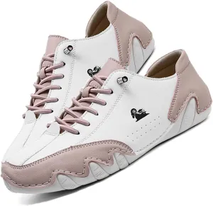 Women's Classic ltalian Handmade Sneakers Leather Fashion Slip-On Beck Shoes Low Top Non Slip Comfortable Light Casual Shoes for Outdoor Walking & Driving