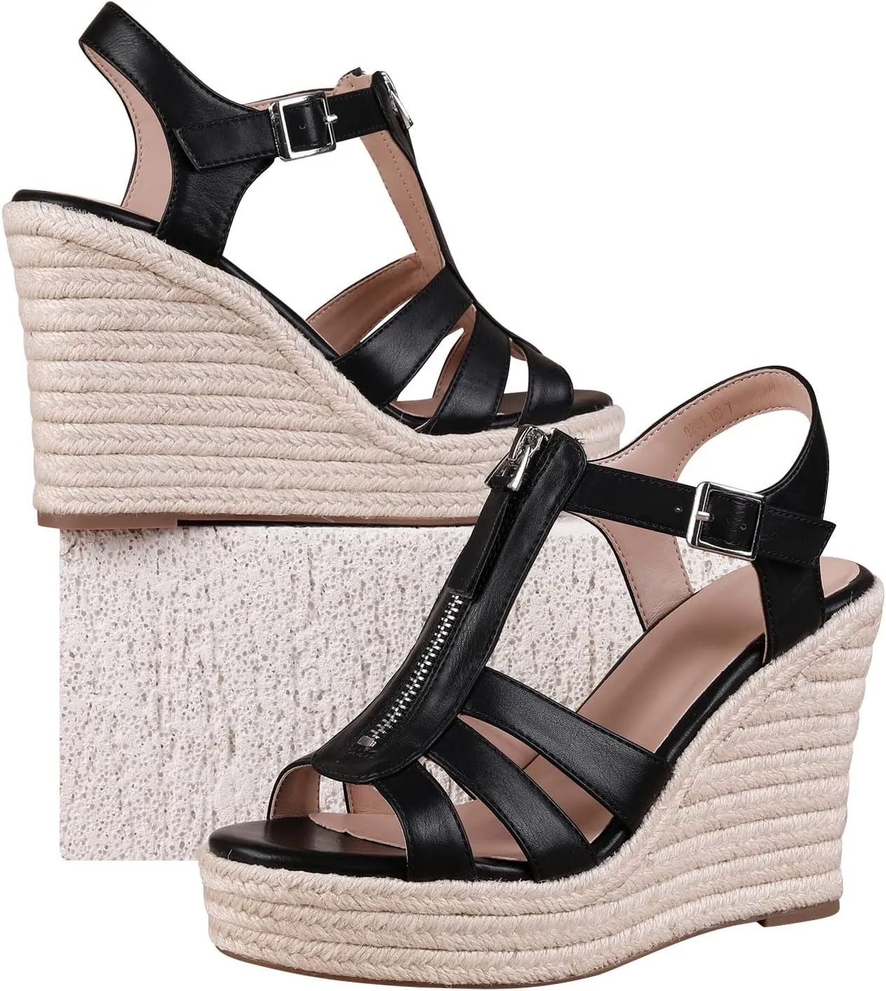 Women's Classic Summer Platform Dress Sandals Wedge Ankle Strap Round Open Toe Sandals Comfy Sloping High Heels for Women Casual Beach