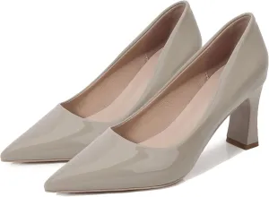 Women's Closed Pointed Toe Chunky Block High Heels Slip On Office Wedding Dress Pumps Shoes for Women 3 Inches