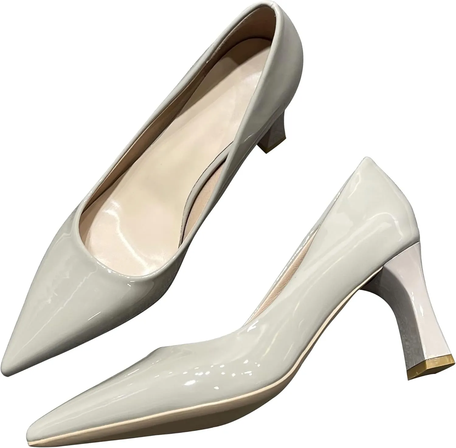 Women's Closed Pointed Toe Chunky Block High Heels Slip On Office Wedding Dress Pumps Shoes for Women 3 Inches