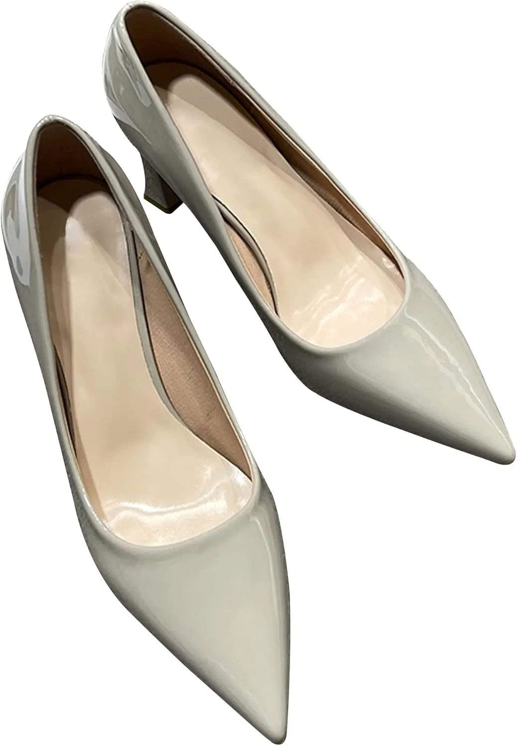 Women's Closed Pointed Toe Chunky Block High Heels Slip On Office Wedding Dress Pumps Shoes for Women 3 Inches