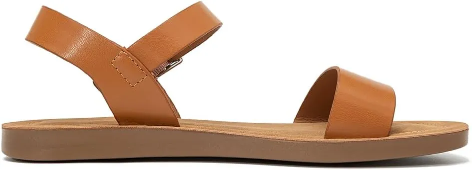 Women's Cute Open Toes One Band Ankle Strap Flexible Summer Flat Sandals With   Memory Foam