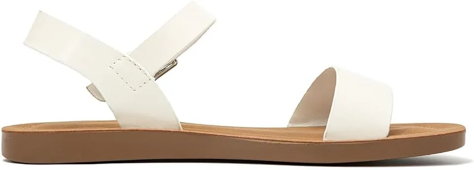 Women's Cute Open Toes One Band Ankle Strap Flexible Summer Flat Sandals With   Memory Foam
