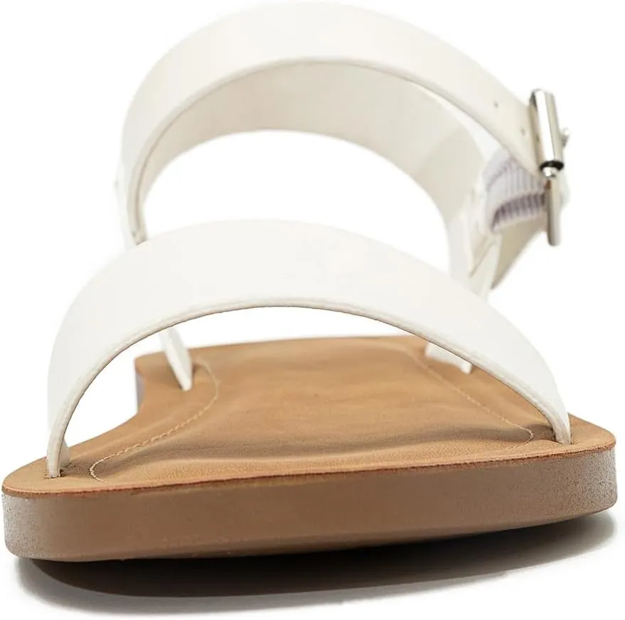 Women's Cute Open Toes One Band Ankle Strap Flexible Summer Flat Sandals With   Memory Foam