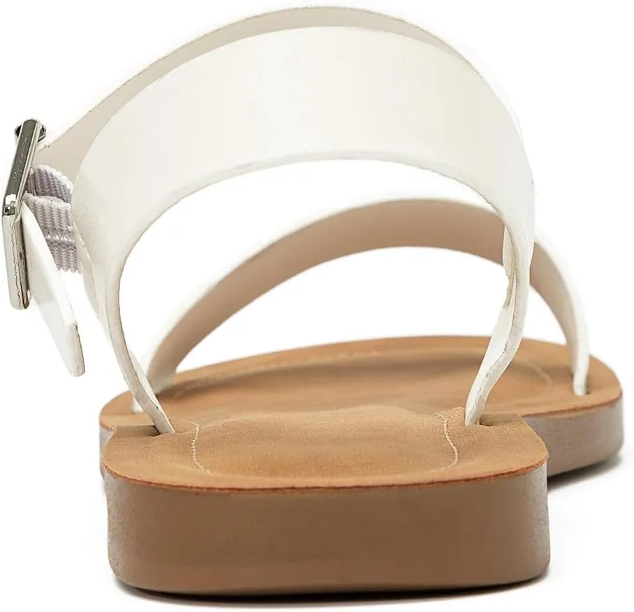 Women's Cute Open Toes One Band Ankle Strap Flexible Summer Flat Sandals With   Memory Foam