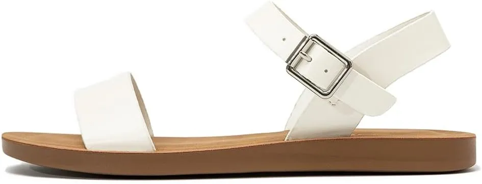 Women's Cute Open Toes One Band Ankle Strap Flexible Summer Flat Sandals With   Memory Foam