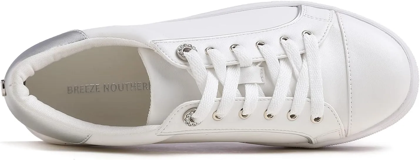 Women's Fashion Bling Deco Party Lightweight Vegan Leather Sneaker