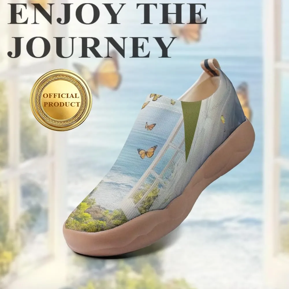 Women's Knitted Slip-on Casual Shoes are Comfortable, Lightweight, Fashionable, Artistic, and Painted Travel Shoes