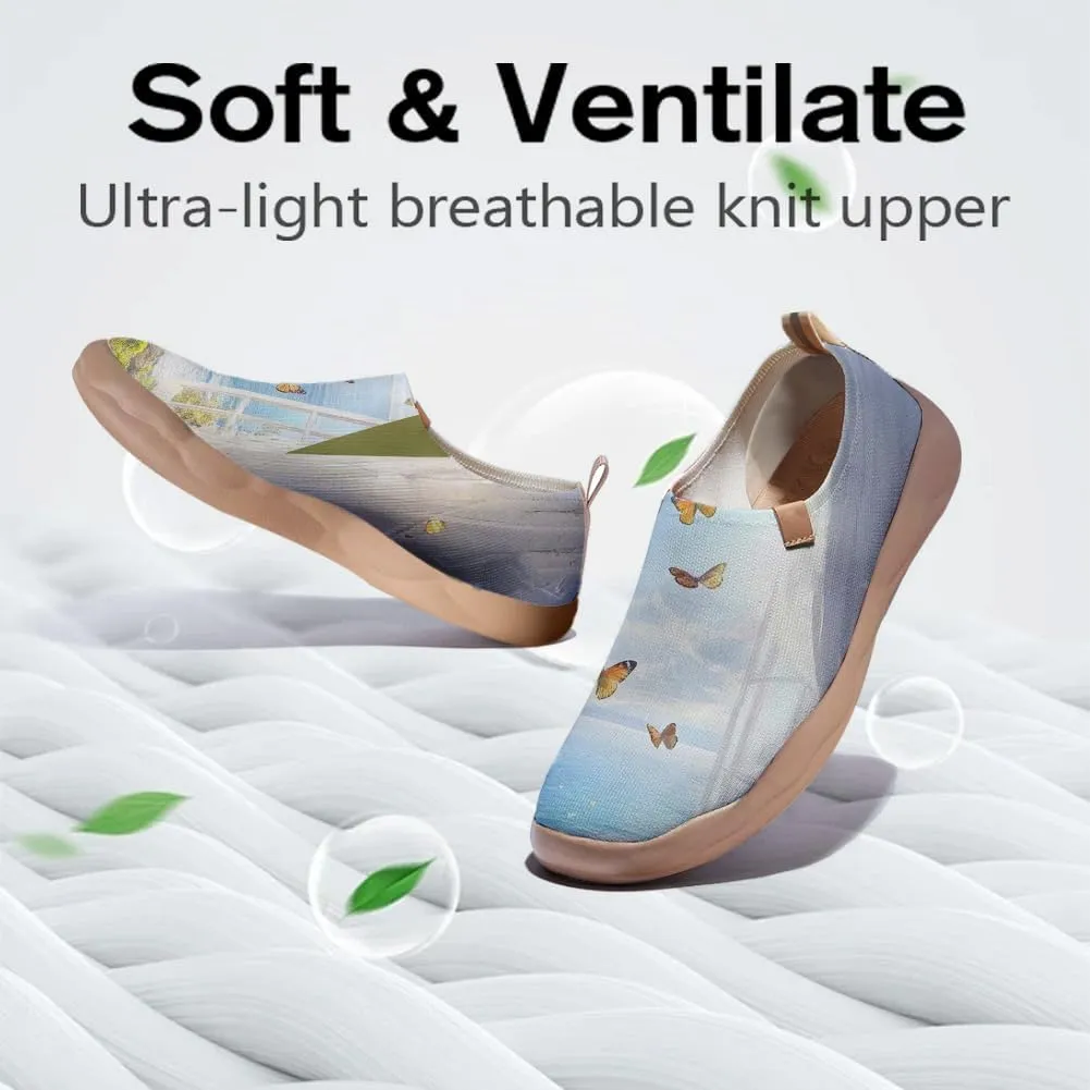 Women's Knitted Slip-on Casual Shoes are Comfortable, Lightweight, Fashionable, Artistic, and Painted Travel Shoes