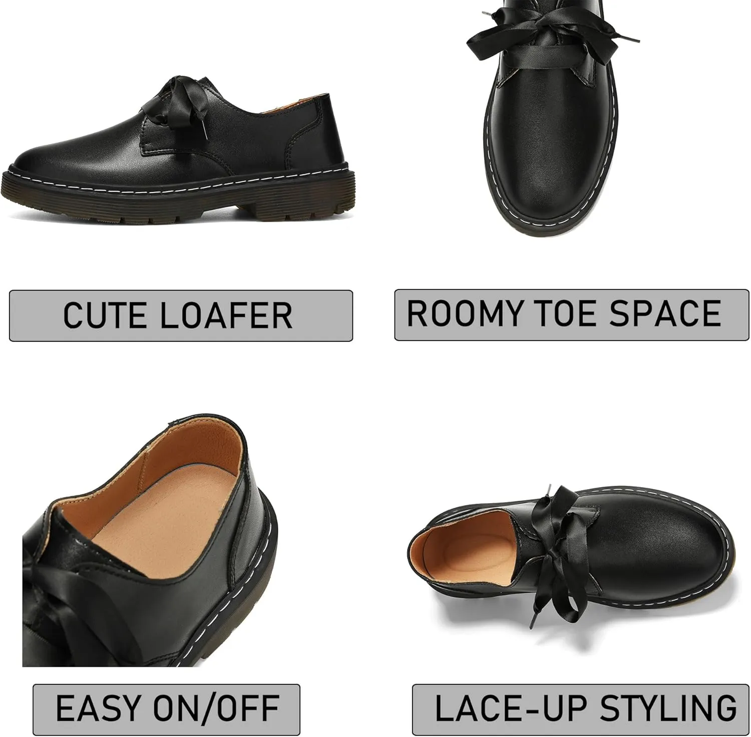 Women's Lace-up Loafers Slip-on Comfortable & Light-Weight Office Dress Shoes