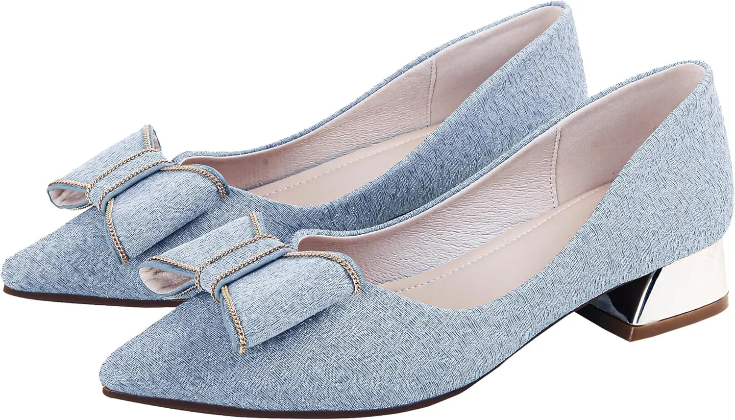 Women's Low Block Chunky Heels Dress Shoes Pointed Toe Closed Toe Work Pumps Slip on Comfort Dress Shoes for Women