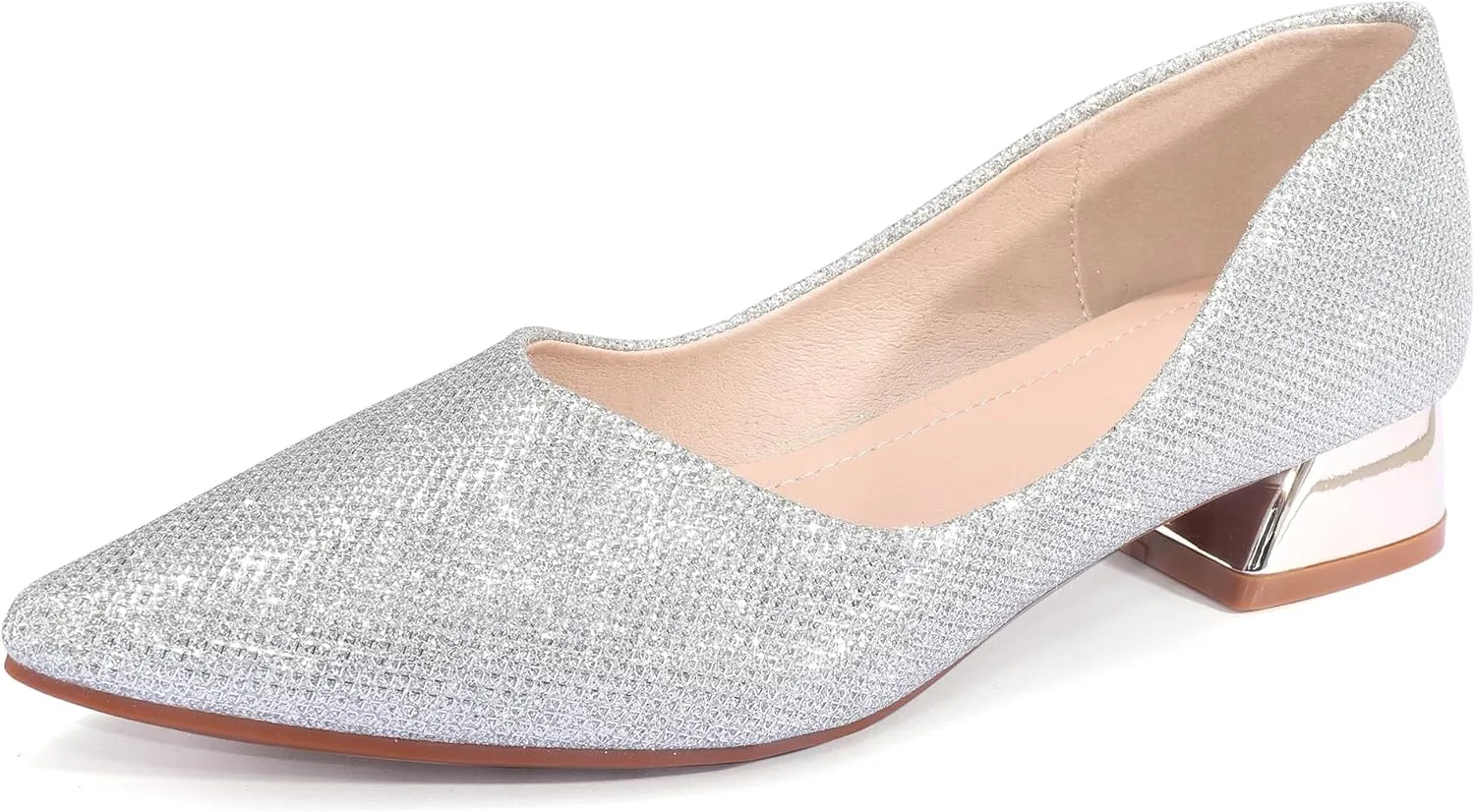 Women's Low Block Chunky Heels Dress Shoes Pointed Toe Closed Toe Work Pumps Slip on Comfort Dress Shoes for Women