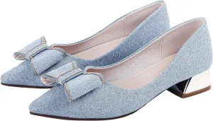 Women's Low Block Chunky Heels Dress Shoes Pointed Toe Closed Toe Work Pumps Slip on Comfort Dress Shoes for Women