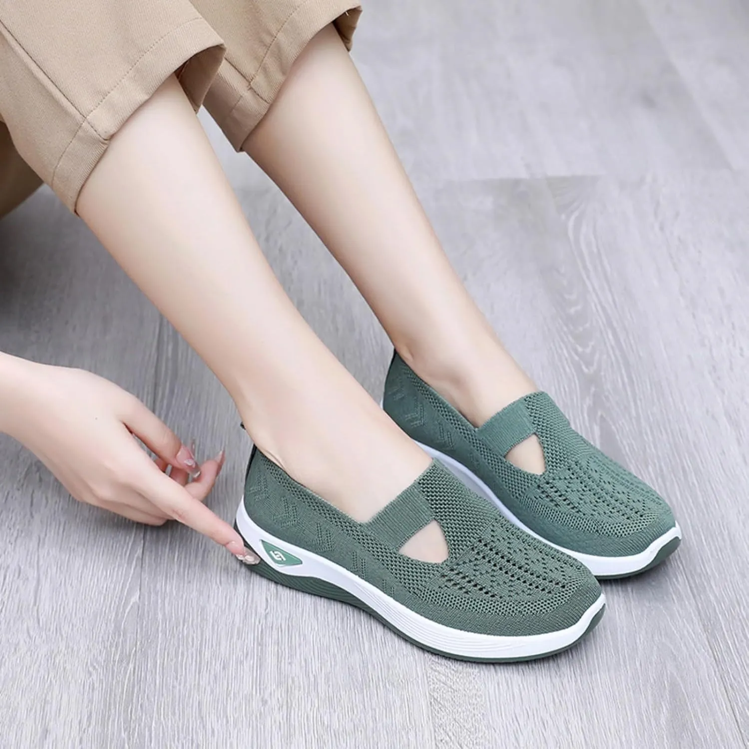 Women's Orthopedic Athletic Walking Shoes Slip On Casual Moderatearch Support Mesh-Comfortable Workout Sneakers