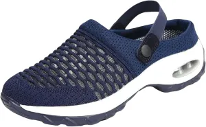Women's Orthopedic Clogs with Air Cushion Summer Support Mesh Mules Sneaker Sandals Reduce Back and Knee Pressure Walking Shoes Lightweight Slippers Outdoor Walking Sandals