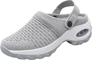 Women's Orthopedic Clogs with Air Cushion Summer Support Mesh Mules Sneaker Sandals Reduce Back and Knee Pressure Walking Shoes Lightweight Slippers Outdoor Walking Sandals