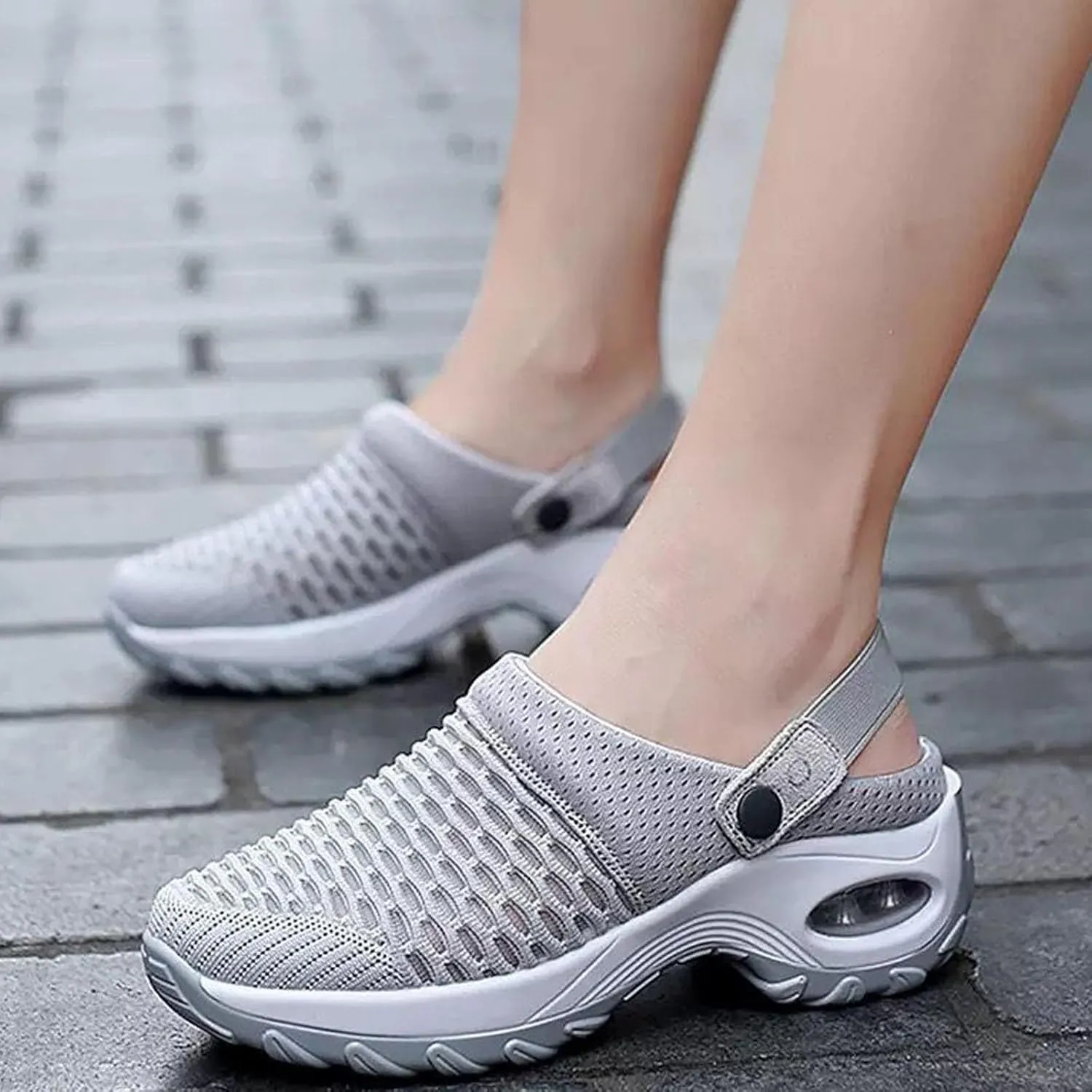 Women's Orthopedic Clogs with Air Cushion Summer Support Mesh Mules Sneaker Sandals Reduce Back and Knee Pressure Walking Shoes Lightweight Slippers Outdoor Walking Sandals