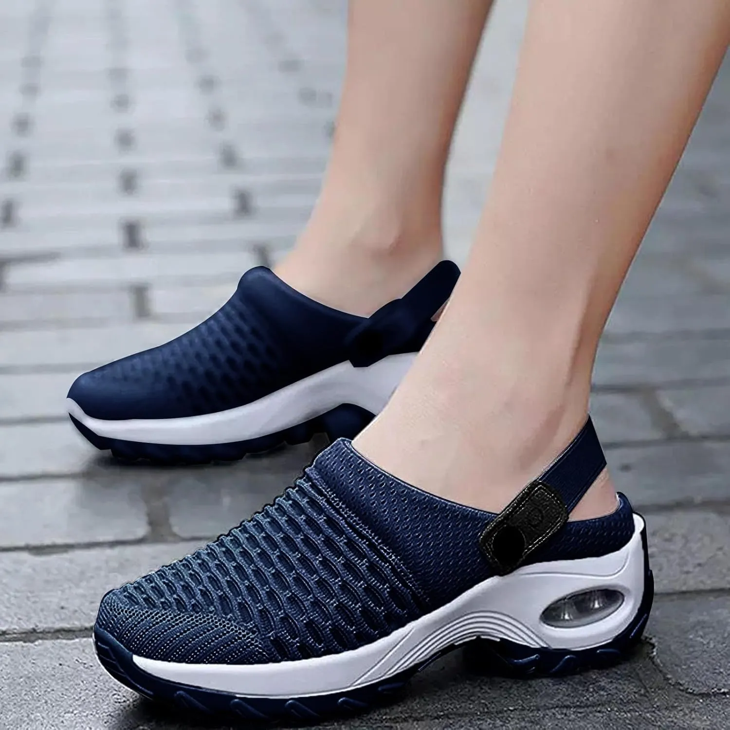 Women's Orthopedic Clogs with Air Cushion Summer Support Mesh Mules Sneaker Sandals Reduce Back and Knee Pressure Walking Shoes Lightweight Slippers Outdoor Walking Sandals