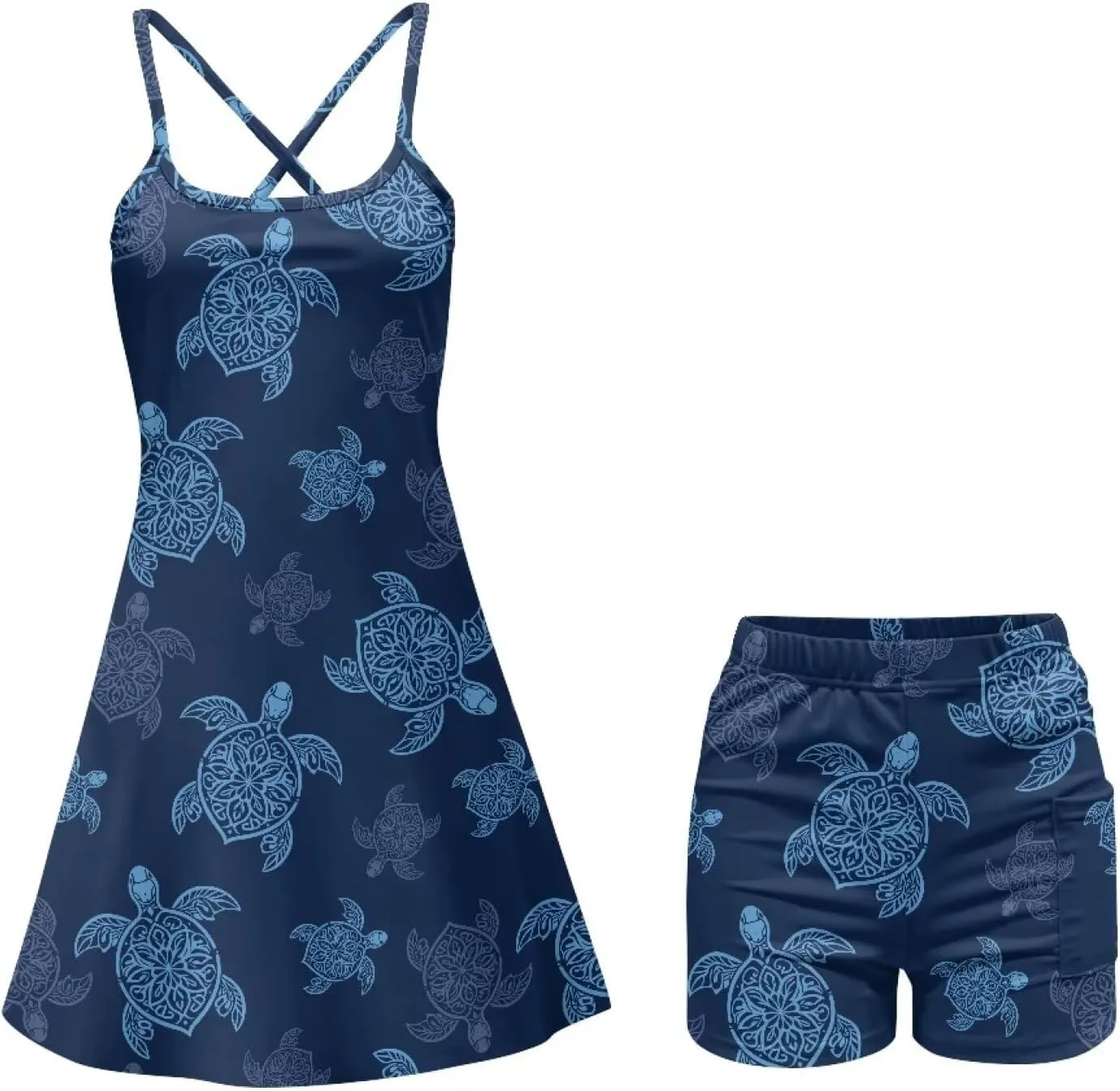 Womens Tennis Dress Golf Workout Dress with Built-in Shorts Pockets Athletic Dresses