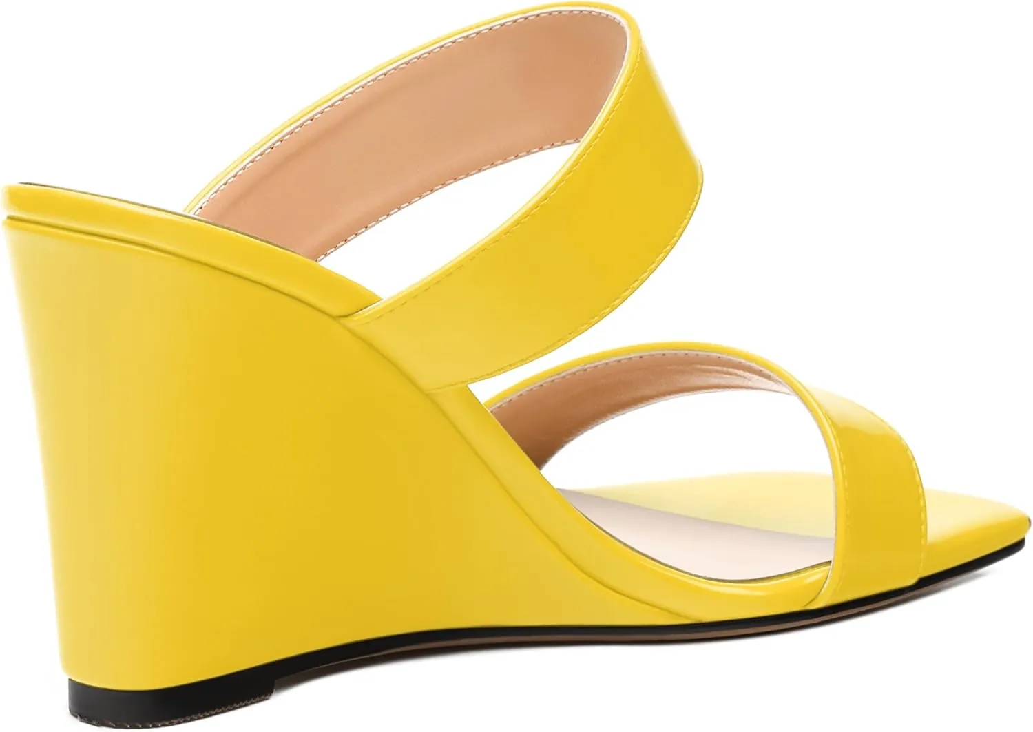 Womens Wedge Heeled Sandals, Slip On Square Toe Wedge Sandals for Women 3.3"