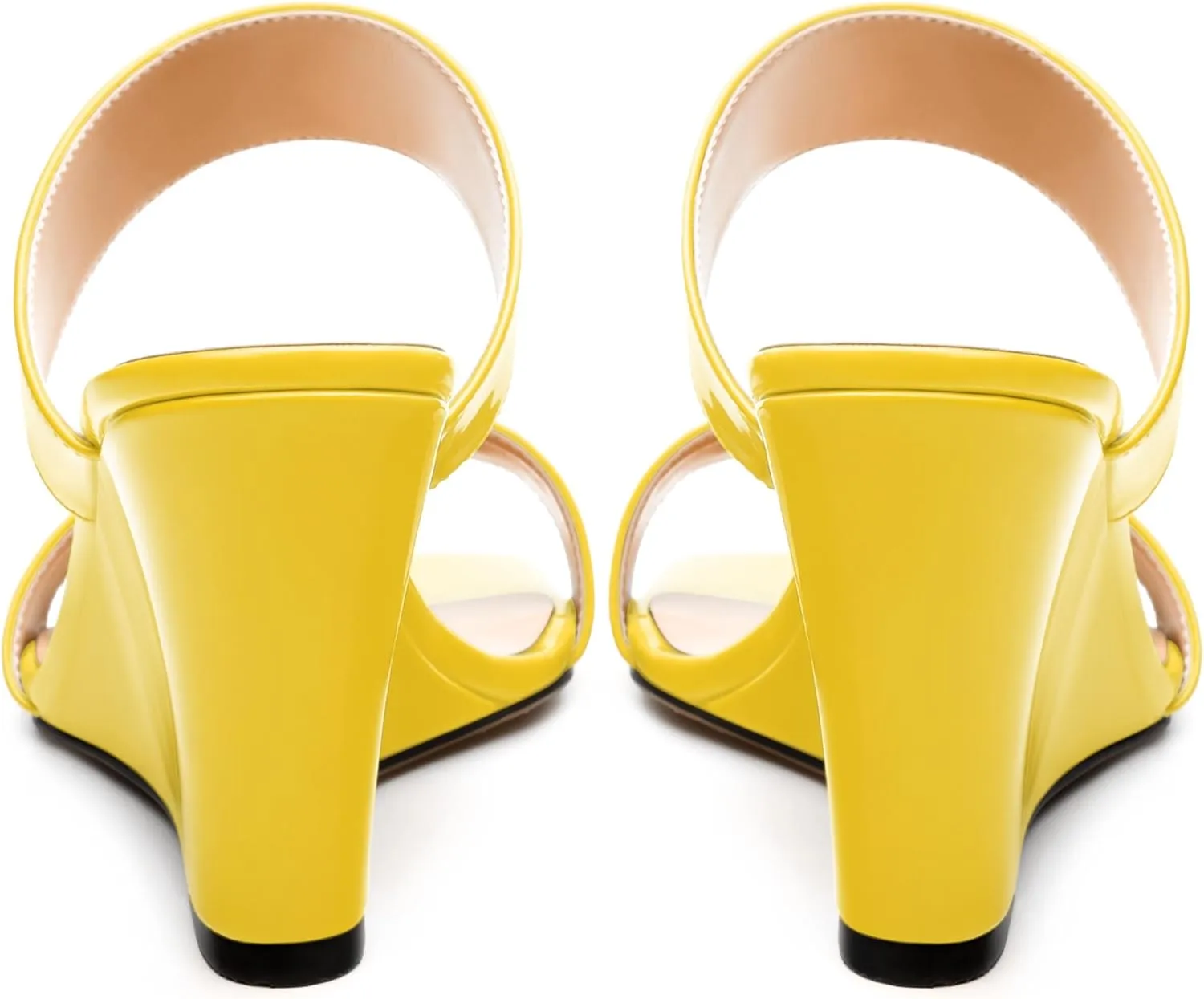 Womens Wedge Heeled Sandals, Slip On Square Toe Wedge Sandals for Women 3.3"