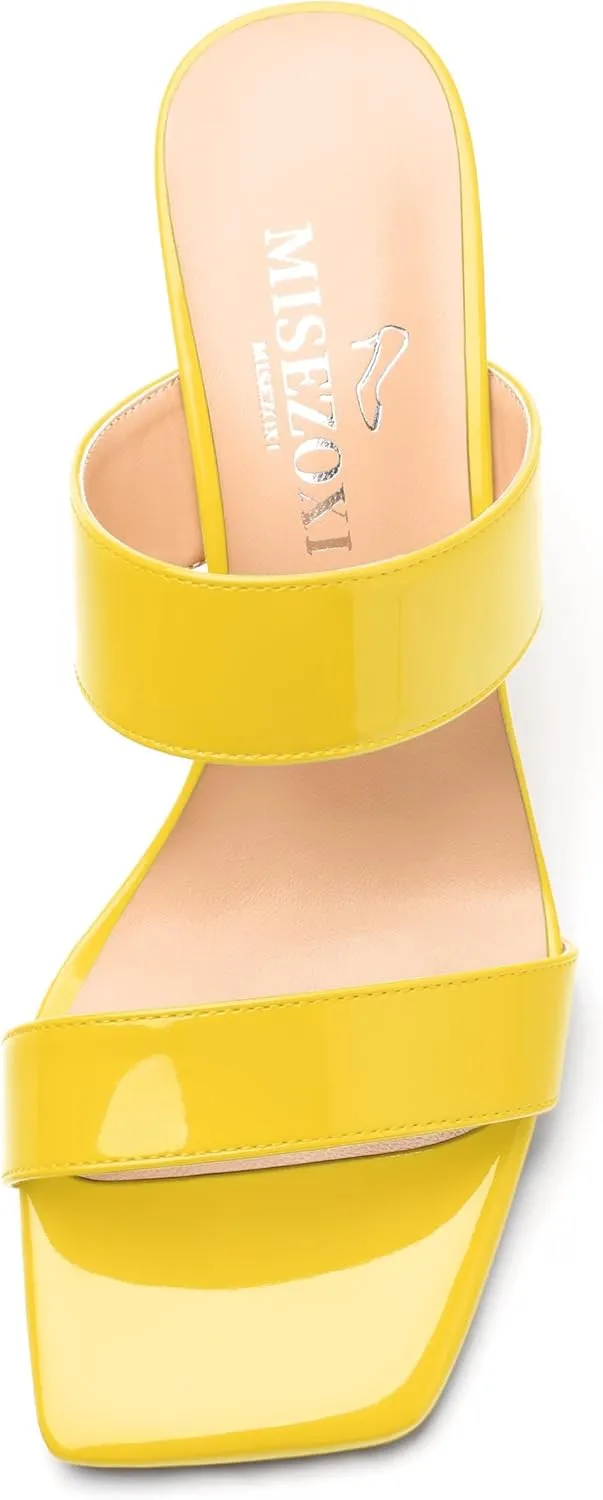 Womens Wedge Heeled Sandals, Slip On Square Toe Wedge Sandals for Women 3.3"