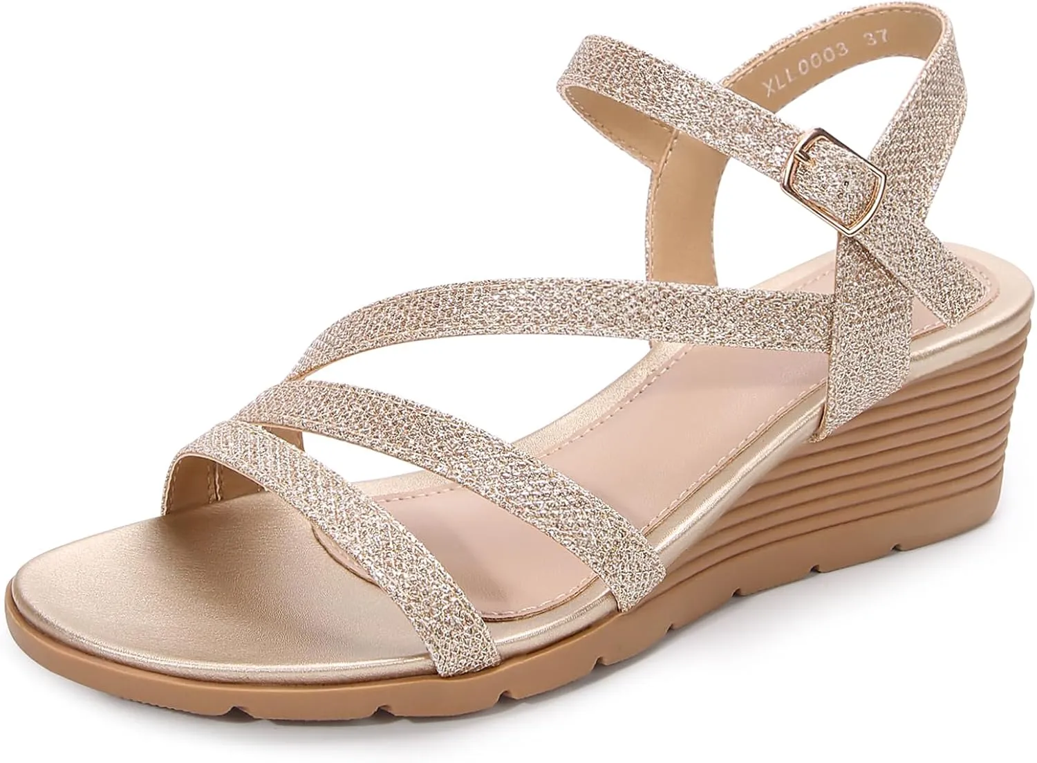 Women's Wedge Sandals Dressy, Comfortable Strappy Low Wedges Womens Open Toe Sandal for Summer