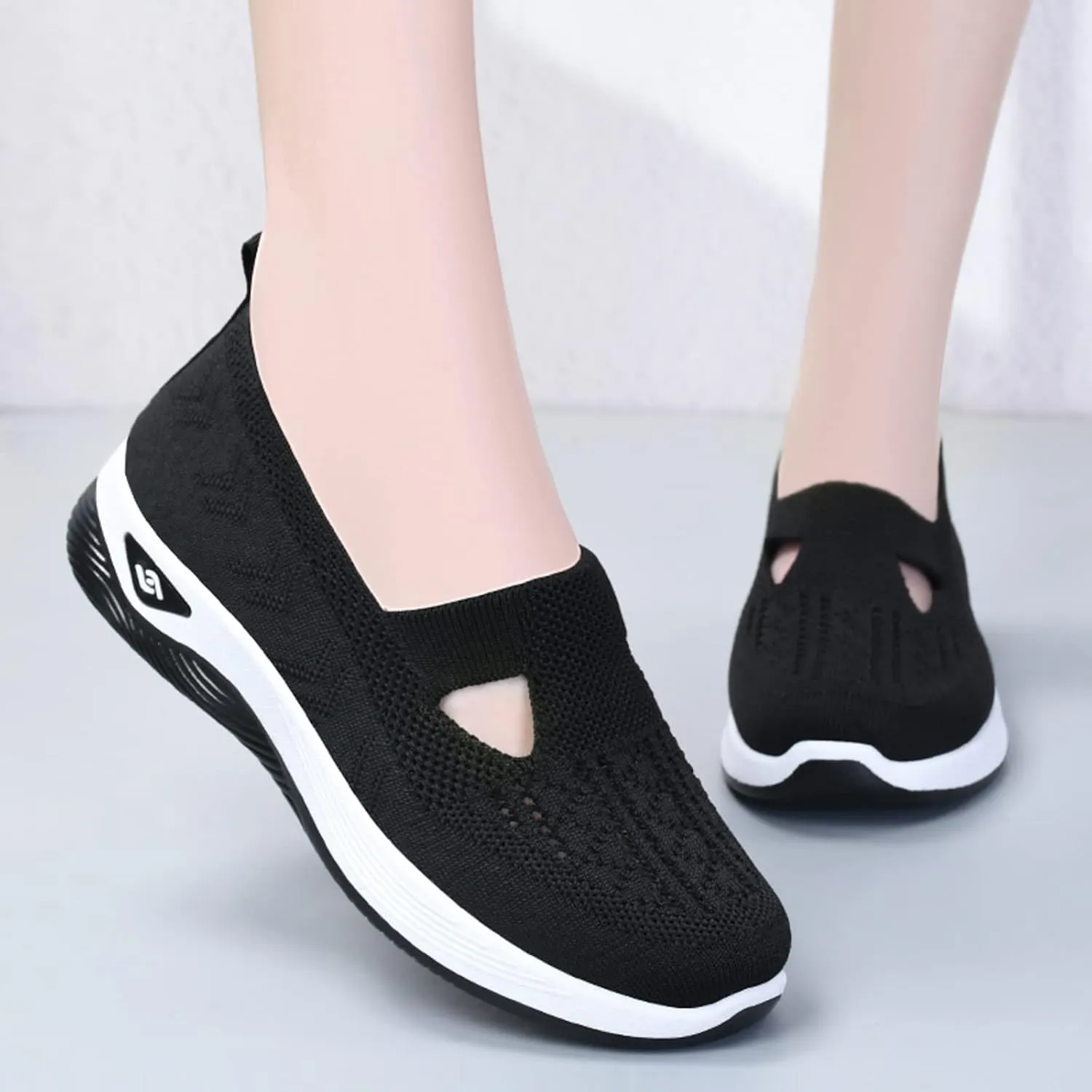 Women's Woven Orthopedic Breathable Soft Shoes Go Walking Slip on Diabetic Foam Shoes Slip in Sneakers Arch Support​