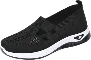 Women's Woven Orthopedic Breathable Soft Shoes Go Walking Slip on Diabetic Foam Shoes Slip in Sneakers Arch Support​
