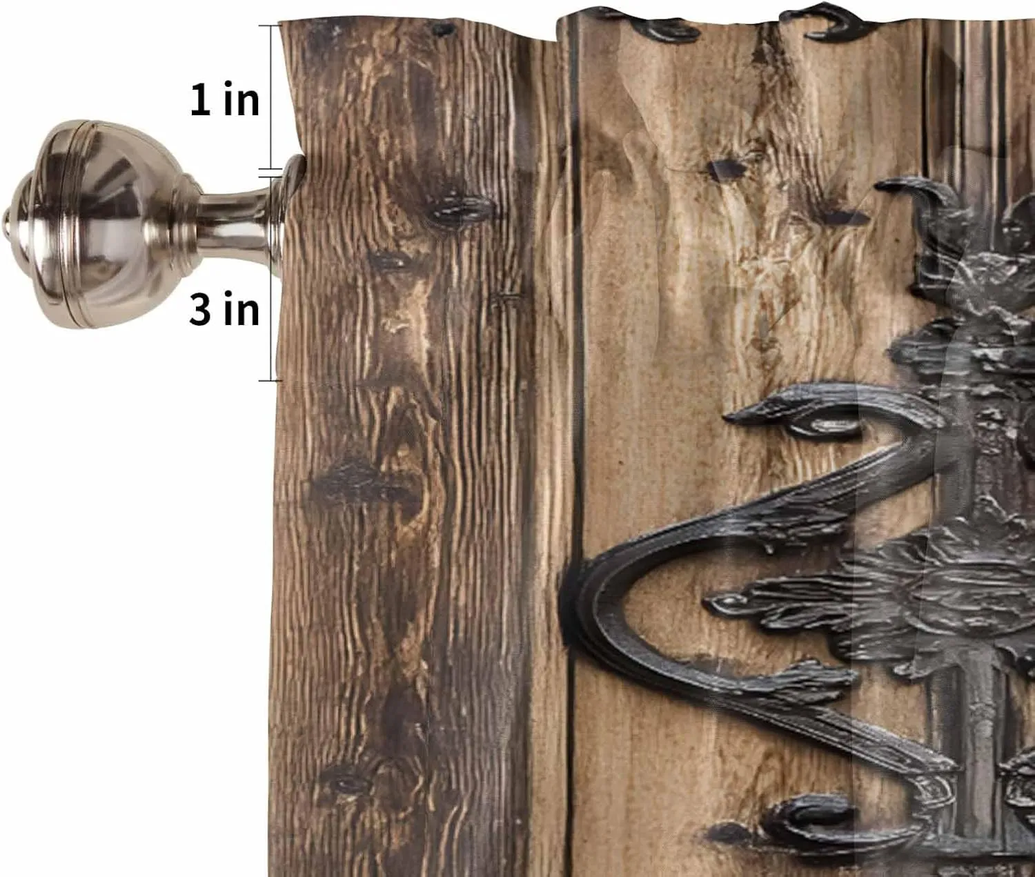 Wooden Plank Valances for Windows, Short Kitchen Curtains Drapes, Rustic Farmhouse Brown Black Barn Door Window Treatment Curtain Toppers Valance for Bedroom/Living Room/Bathroom 60"x18"