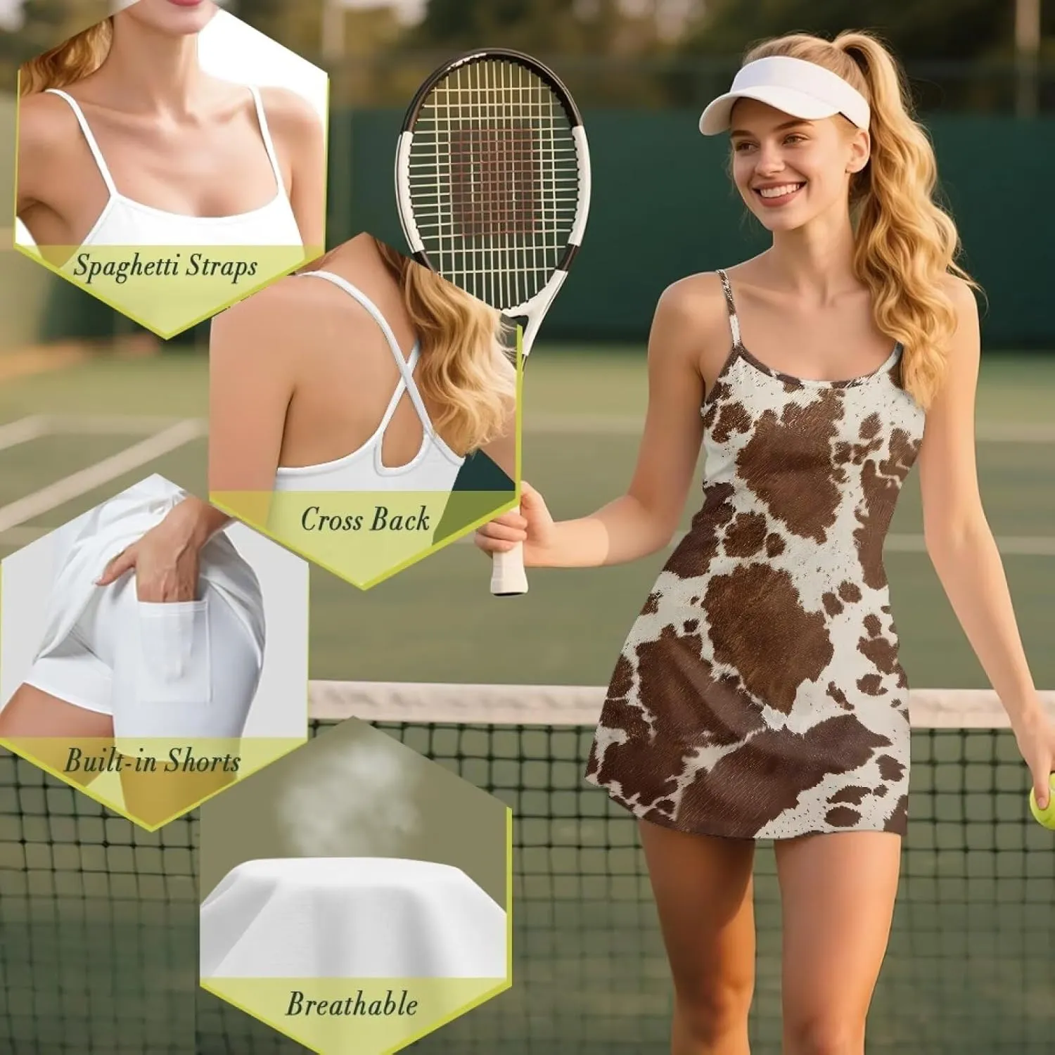 Workout Dresses for Women Tennis Sets with Shorts Underneath Spaghetti Strap Athletic Casual Sports Dress