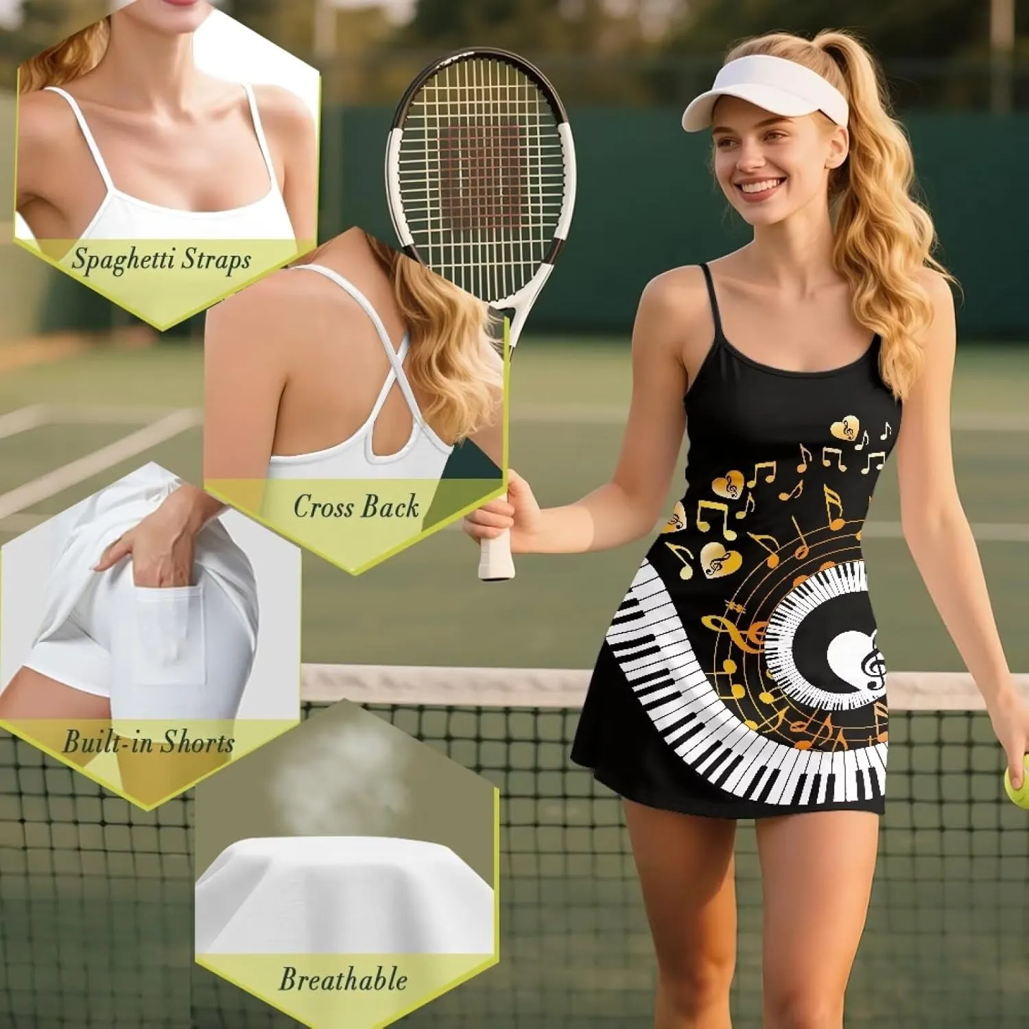 Workout Dresses for Women Tennis Sets with Shorts Underneath Spaghetti Strap Athletic Casual Sports Dress