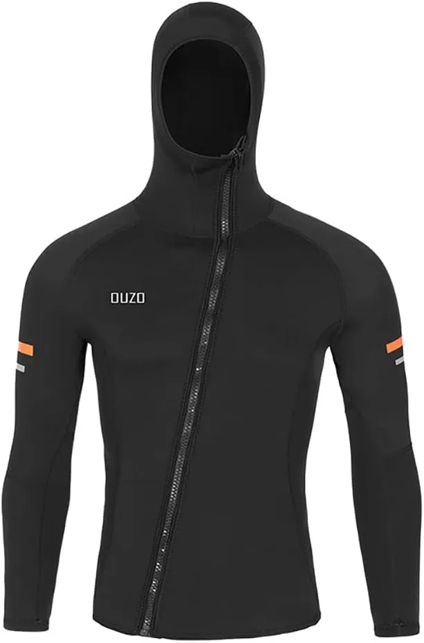 WYYHAA Wetsuit Top Men's 1.5Mm, Hooded Neoprene Wetsuits Jacket with Long Sleeve Front Zipper for Diving Surfing Swimming Snorkeling