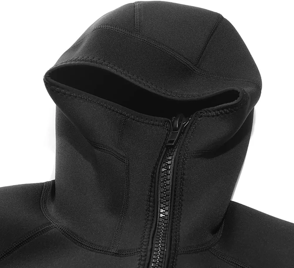 WYYHAA Wetsuit Top Men's 1.5Mm, Hooded Neoprene Wetsuits Jacket with Long Sleeve Front Zipper for Diving Surfing Swimming Snorkeling