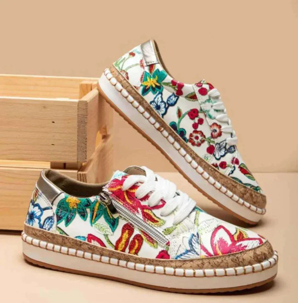 Xayana Slip-On Shoes | Lightweight Floral Embroidered Mesh Shoes for Women