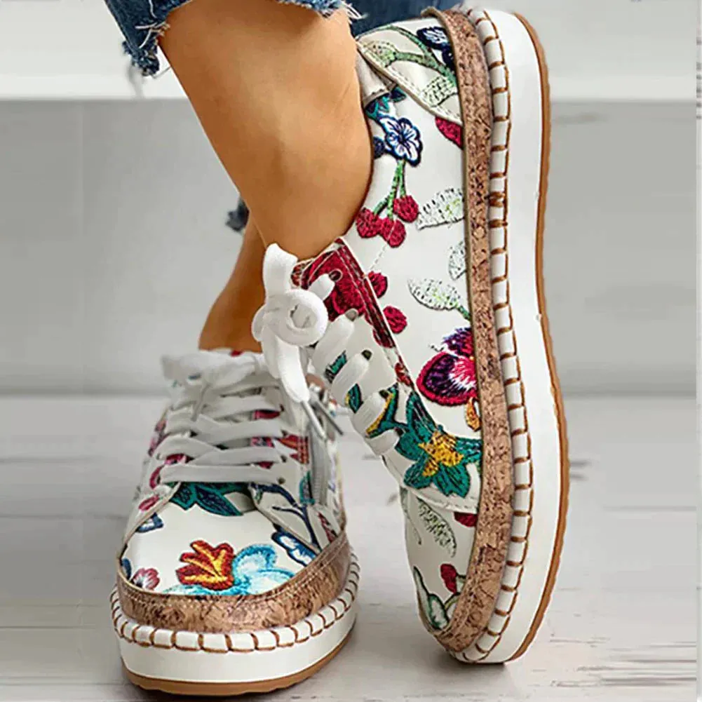 Xayana Slip-On Shoes | Lightweight Floral Embroidered Mesh Shoes for Women