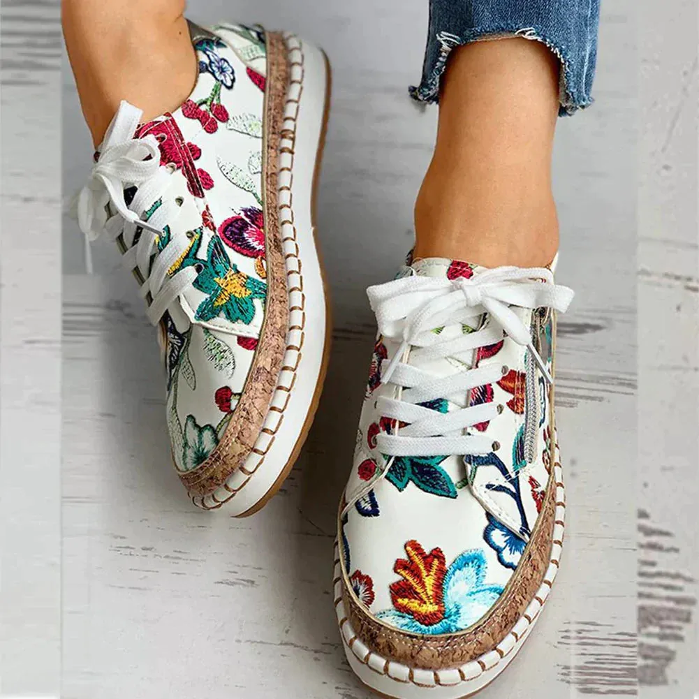 Xayana Slip-On Shoes | Lightweight Floral Embroidered Mesh Shoes for Women