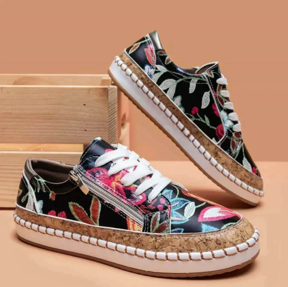 Xayana Slip-On Shoes | Lightweight Floral Embroidered Mesh Shoes for Women