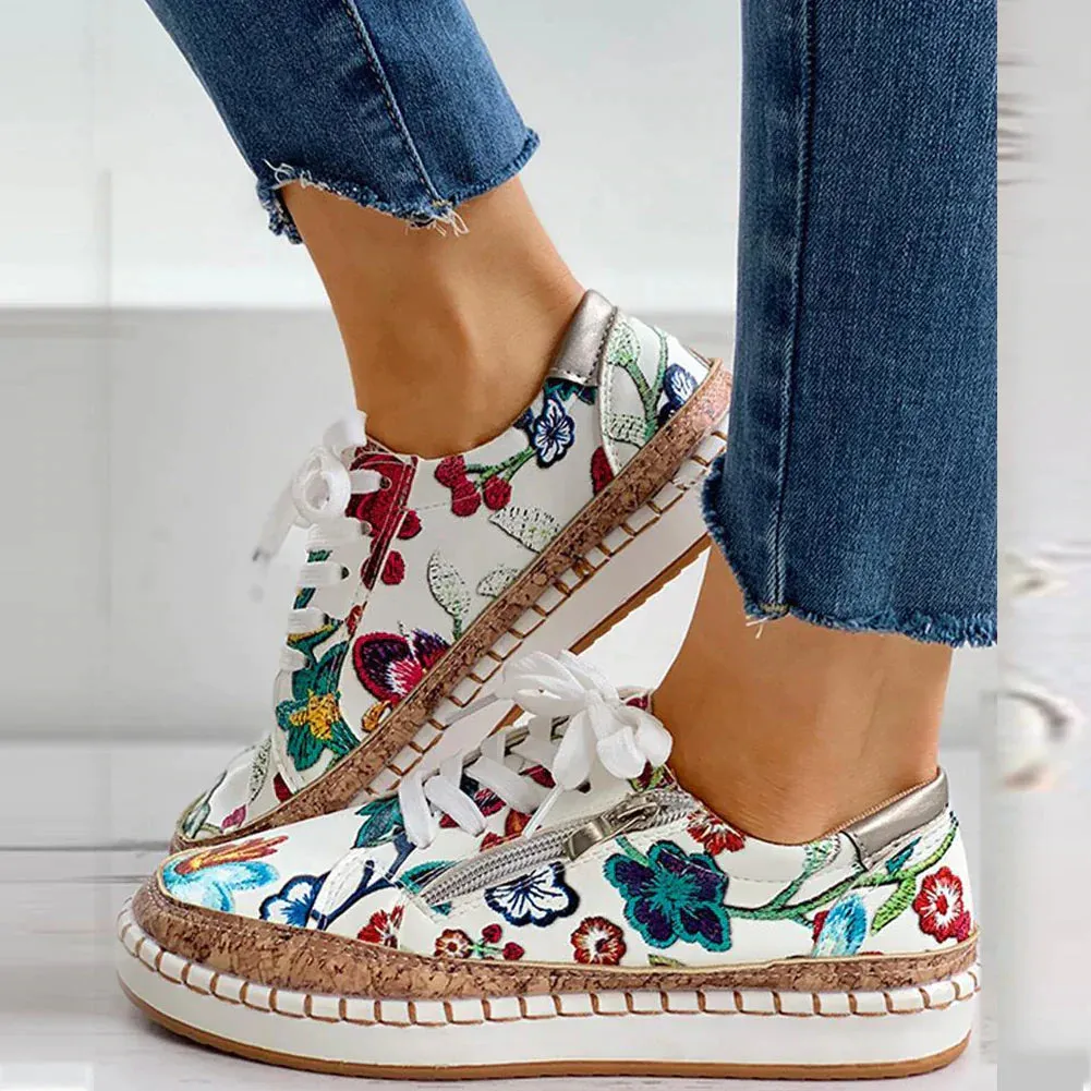 Xayana Slip-On Shoes | Lightweight Floral Embroidered Mesh Shoes for Women
